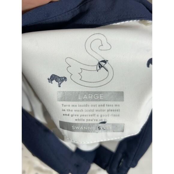 Swannies Polo Golf Shirt Men Size LARGE BEAR TIGER UMBRELLA Print Tennis Stretch - Picture 12 of 12